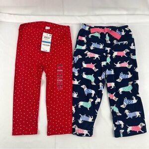 Girl’s Pant’s - 2 Pack - Dog Pattern Fleece - Red and White Polka Dot (NWT) - 2T